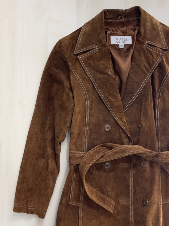 Wilsons Leather Jackets & Blazers - rare y2k WILSONS LEATHER maxima long brown suede leather jacket coat xl belted